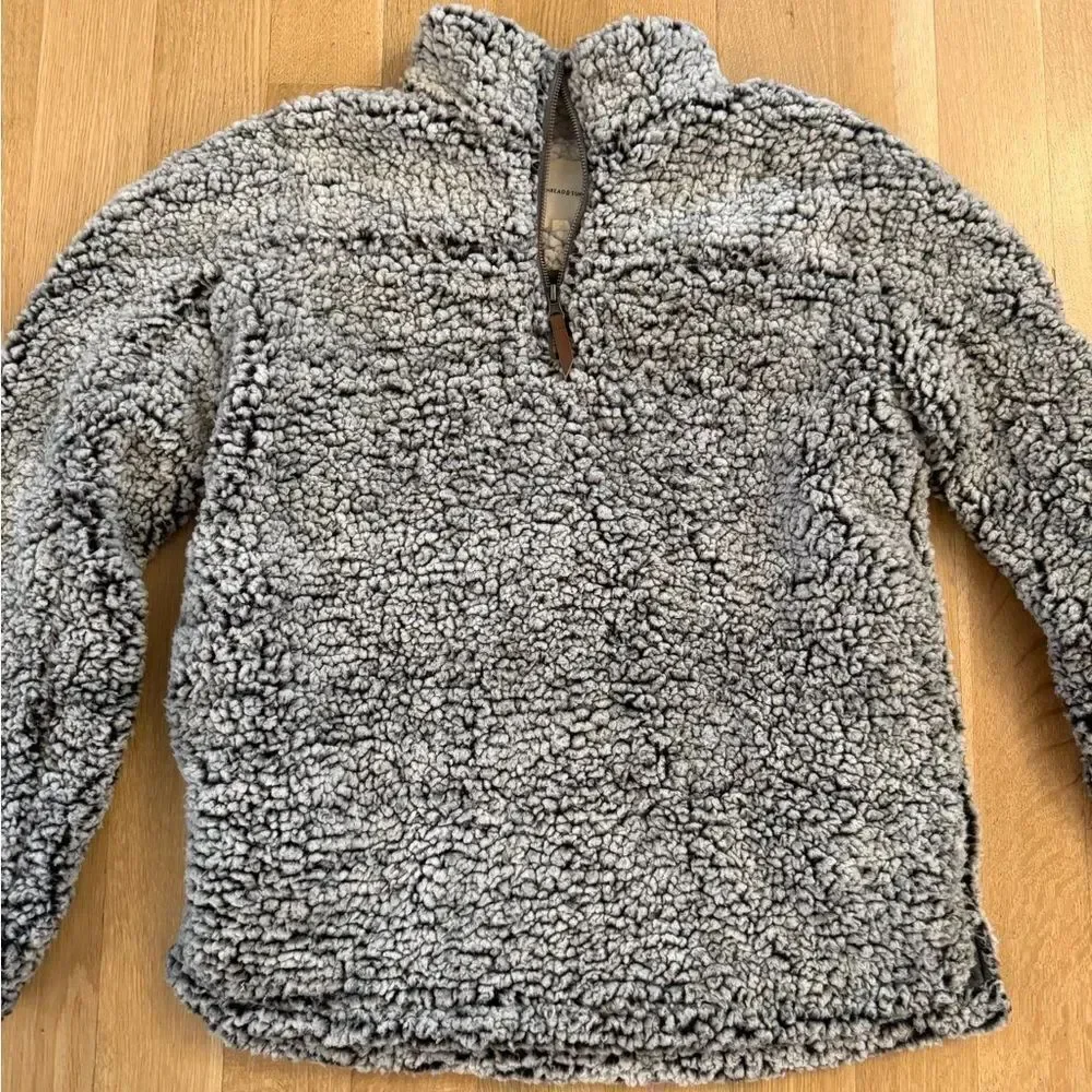 Thread & Supply Gray Plush Zip Up Sweater